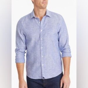 Untuck It Vin Santo Linen Blue Shirt Large L